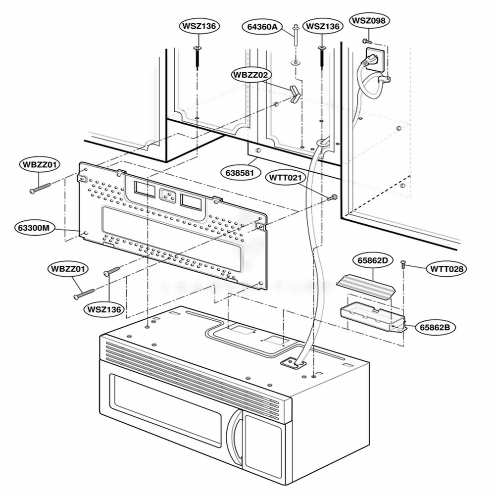 Installation Parts Diagram and Parts List for YKHMC107EWH0 WHEKAC LG Range