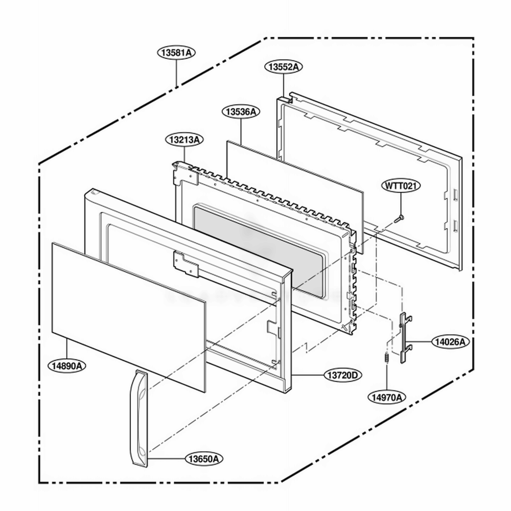 Door Parts Diagram and Parts List for MH6150XHB2 AB2EWRP LG Range