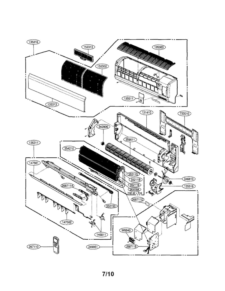 Room A/c Diagram and Parts List for LSN120CE  LG Air Conditioner