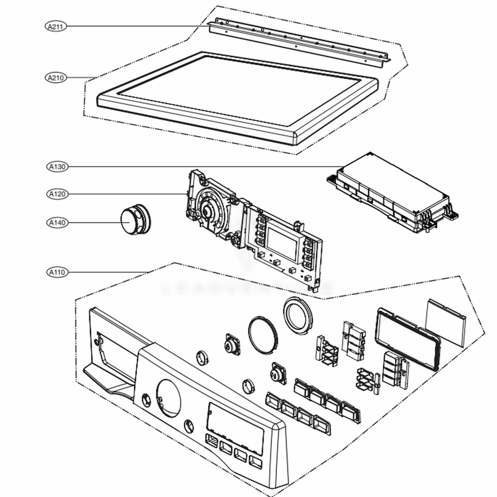 Control Panel And Plate Assembly Diagram and Parts List for DLGX3371W ABWEEUS LG Dryer