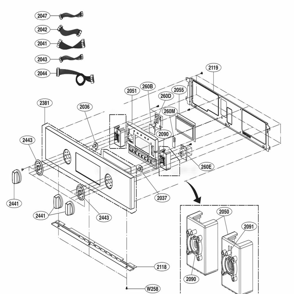Controller Parts Diagram and Parts List for LSWS300BD AB6LSTD LG Range