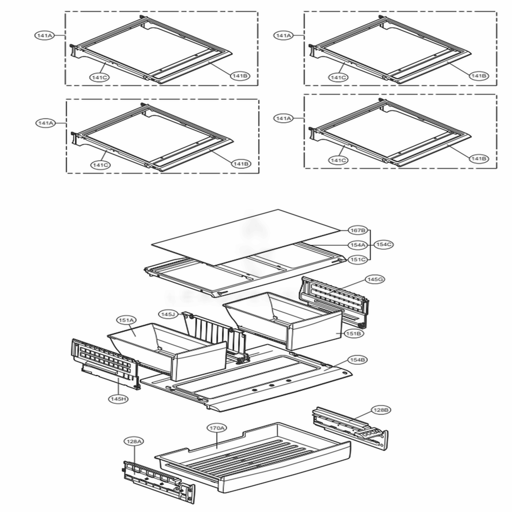 Refrigerator Parts Diagram and Parts List for 73139 AWBCSE0 LG Refrigerator