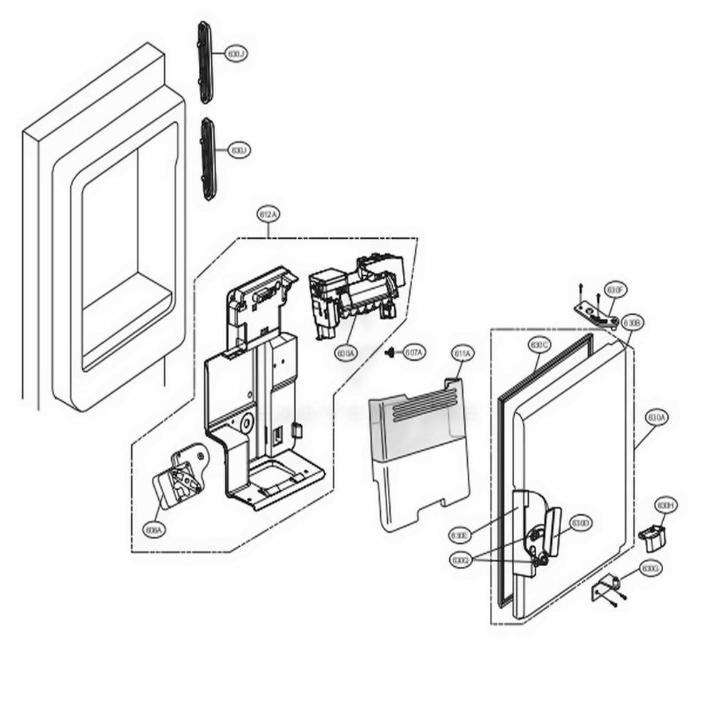 Ice Maker And Ice Bin Parts Diagram and Parts List for 71059 AWBCSE4 LG Refrigerator
