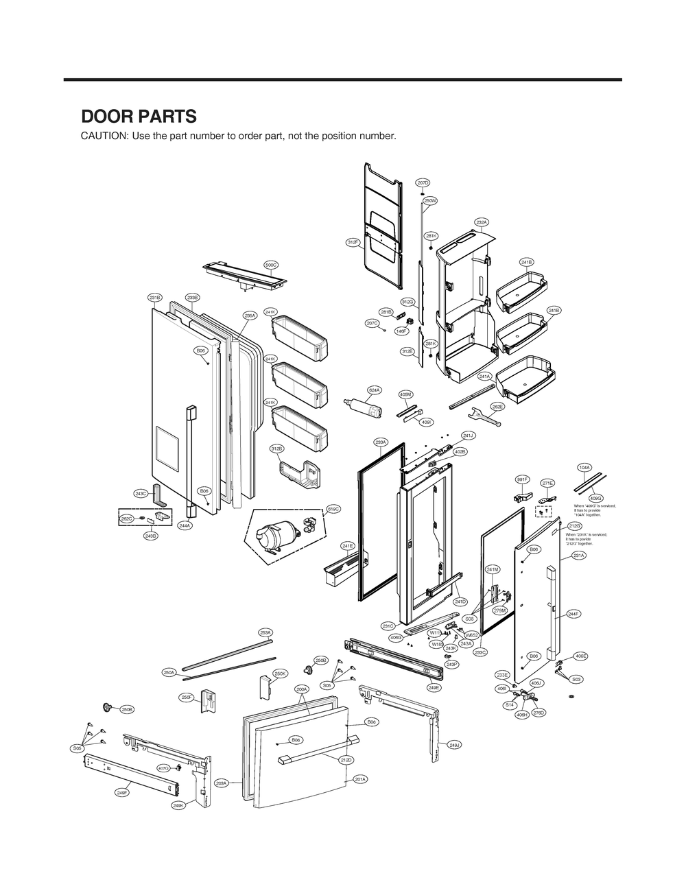 Door Parts Diagram and Parts List for GR-X266DSMM ASTCNA0 LG Refrigerator