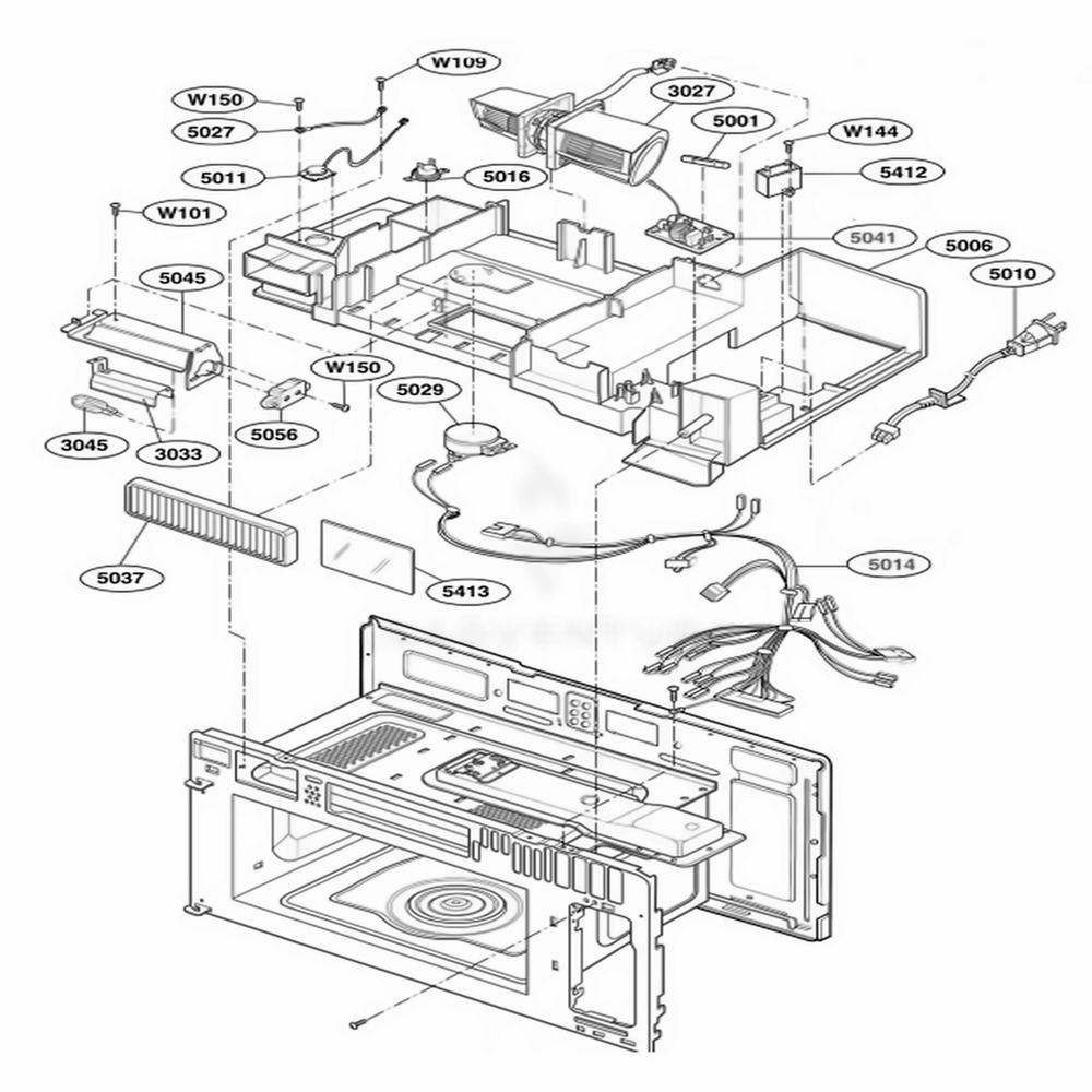 Interior Parts 3 Diagram and Parts List for JMV8208AAW AWHEJEN LG Wall Oven