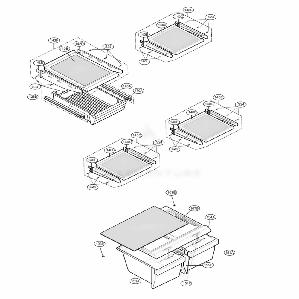 Refrigerator Parts Diagram and Parts List for 69979 AWB1SER LG Refrigerator