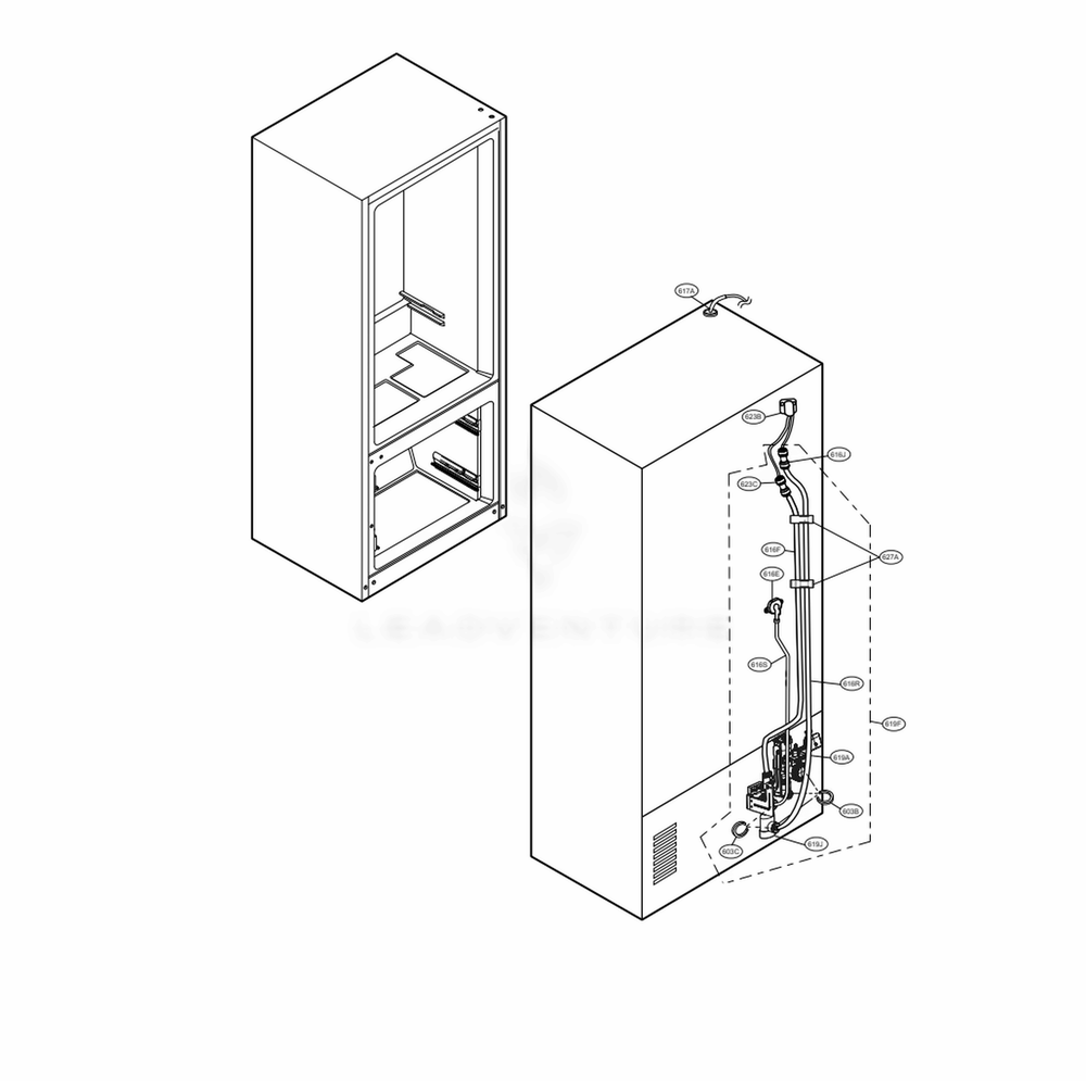 Valve And Water Tube Parts Diagram and Parts List for LRFVS3006D ASBCNA0 LG Refrigerator
