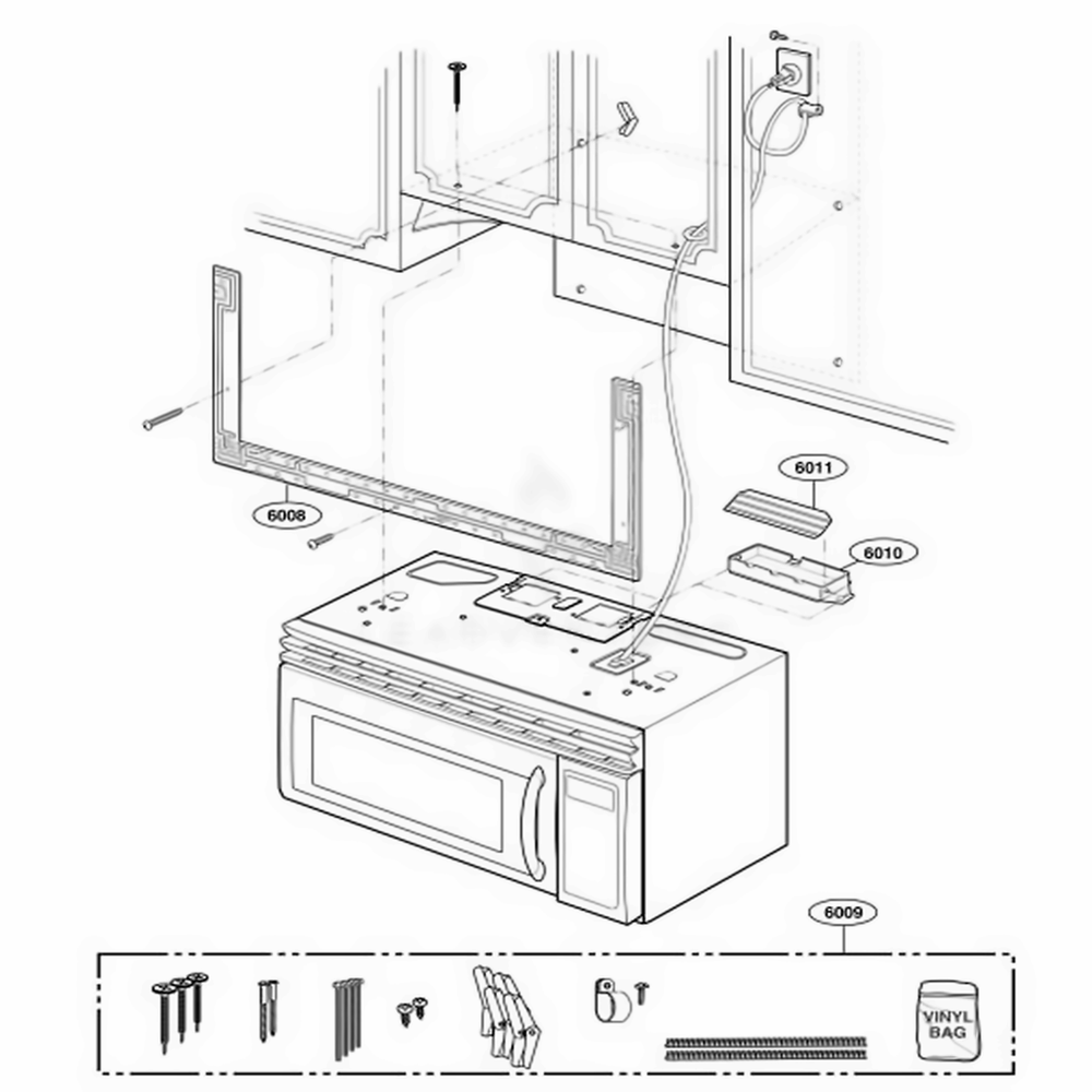Installation Parts Diagram and Parts List for MMV4205AAS ASBEMTG LG Range