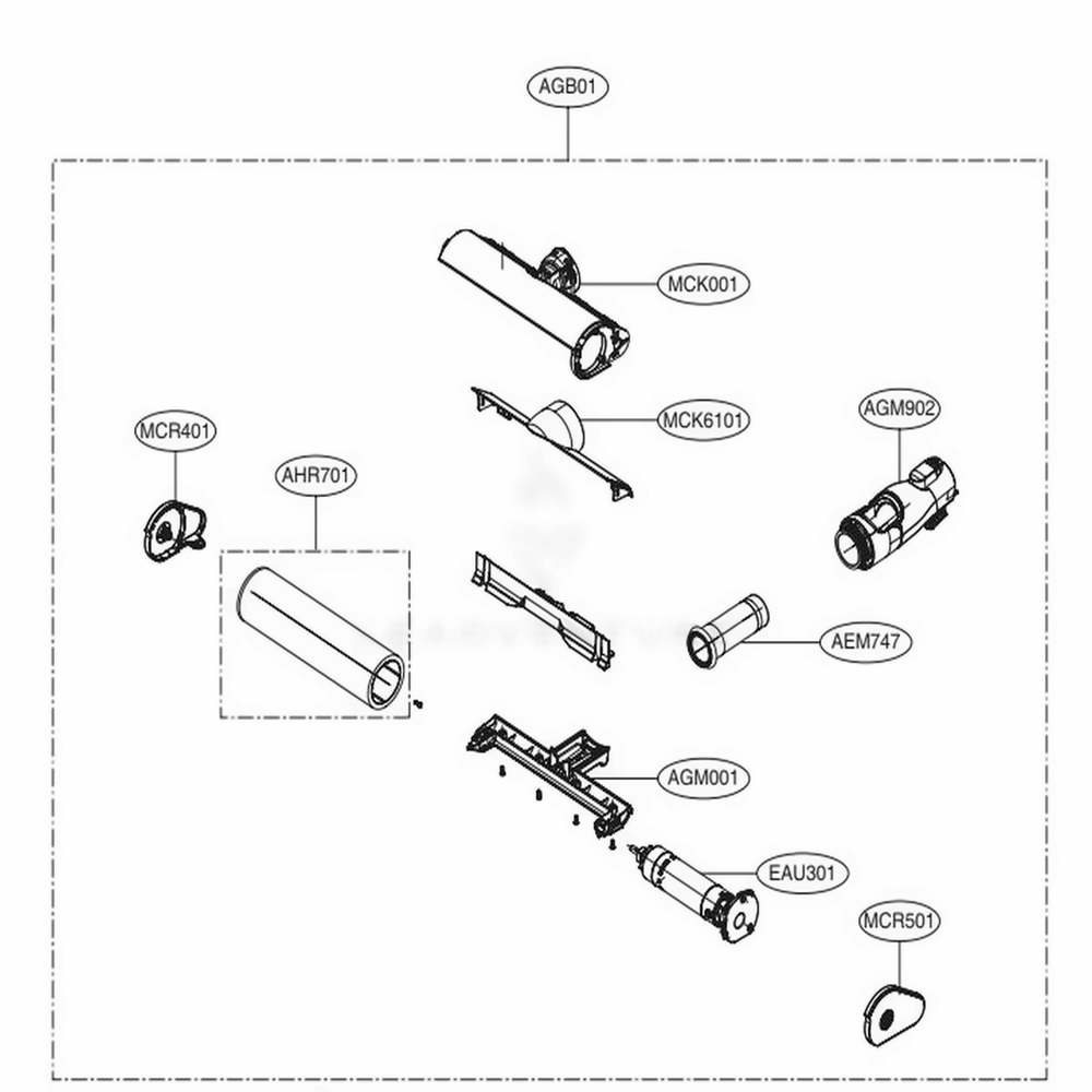 Flufy Nozzle Assembly Diagram and Parts List for A906SM BFSELGA LG Upright Vacuum