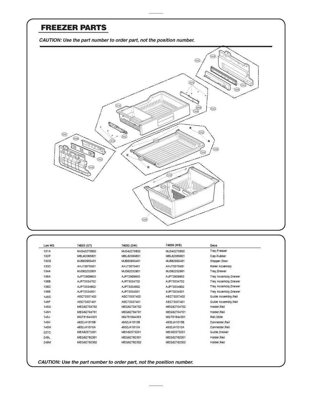 Freezer Parts Diagram and Parts List for GR-J318LQTM AWBCSE2 LG Refrigerator