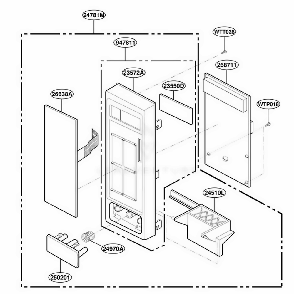 Controller Parts Diagram and Parts List for M1031W MWEAMA LG Range