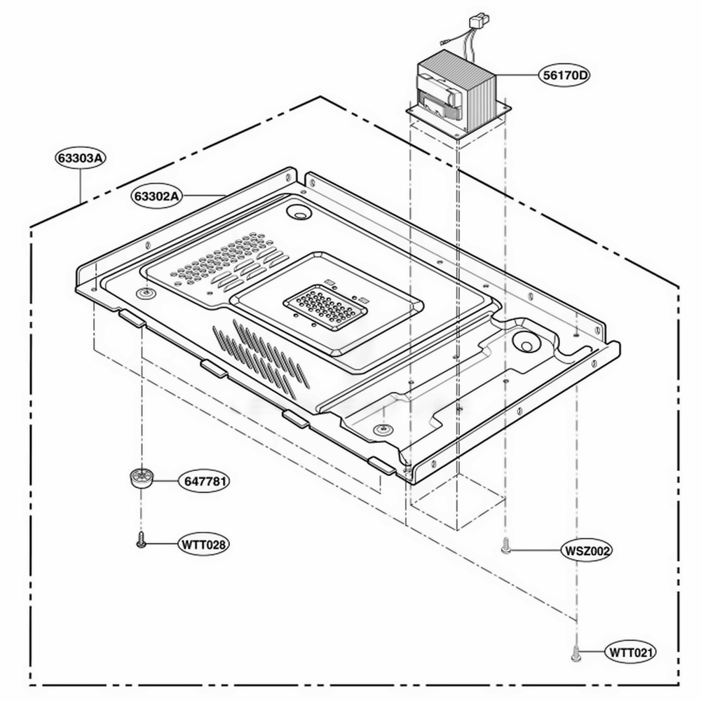 Base Plate Parts Diagram and Parts List for MA1012W CW1EGSE LG Wall Oven