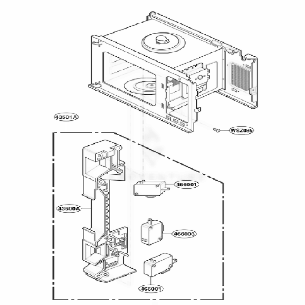 Latch Board Parts Diagram and Parts List for GT4185SKT ABSEWRP LG Range