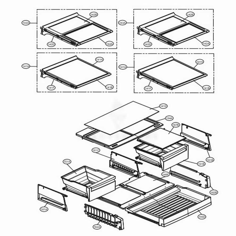 Refrigerator Parts Diagram and Parts List for 72069 AWBCSE2 LG Refrigerator