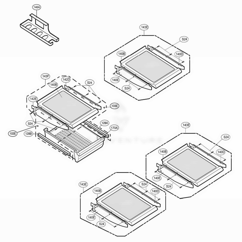 Refrigerator Parts Diagram and Parts List for LRDN20725SW ASWCLGX LG Refrigerator