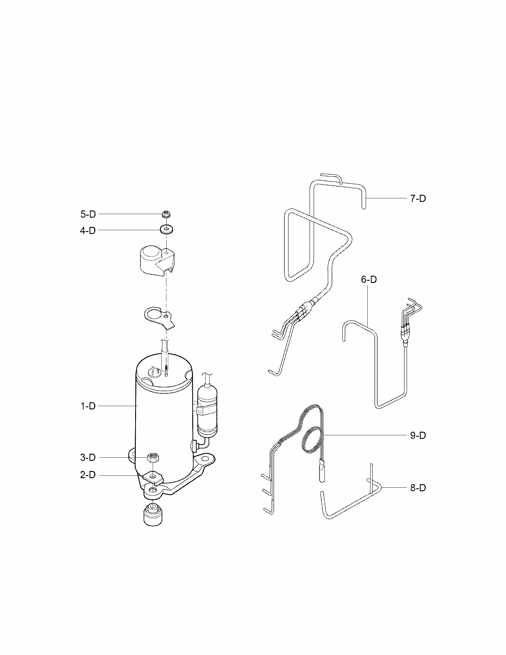 Compressor Parts Diagram and Parts List for 58075251900  Kenmore Air Conditioner