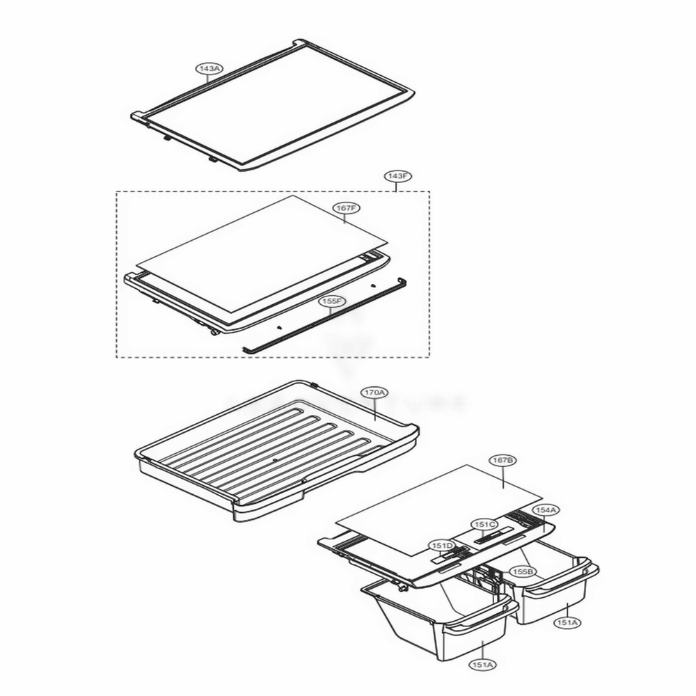Refrigerator Parts Diagram and Parts List for LTCS20220W ASWCNA5 LG Refrigerator
