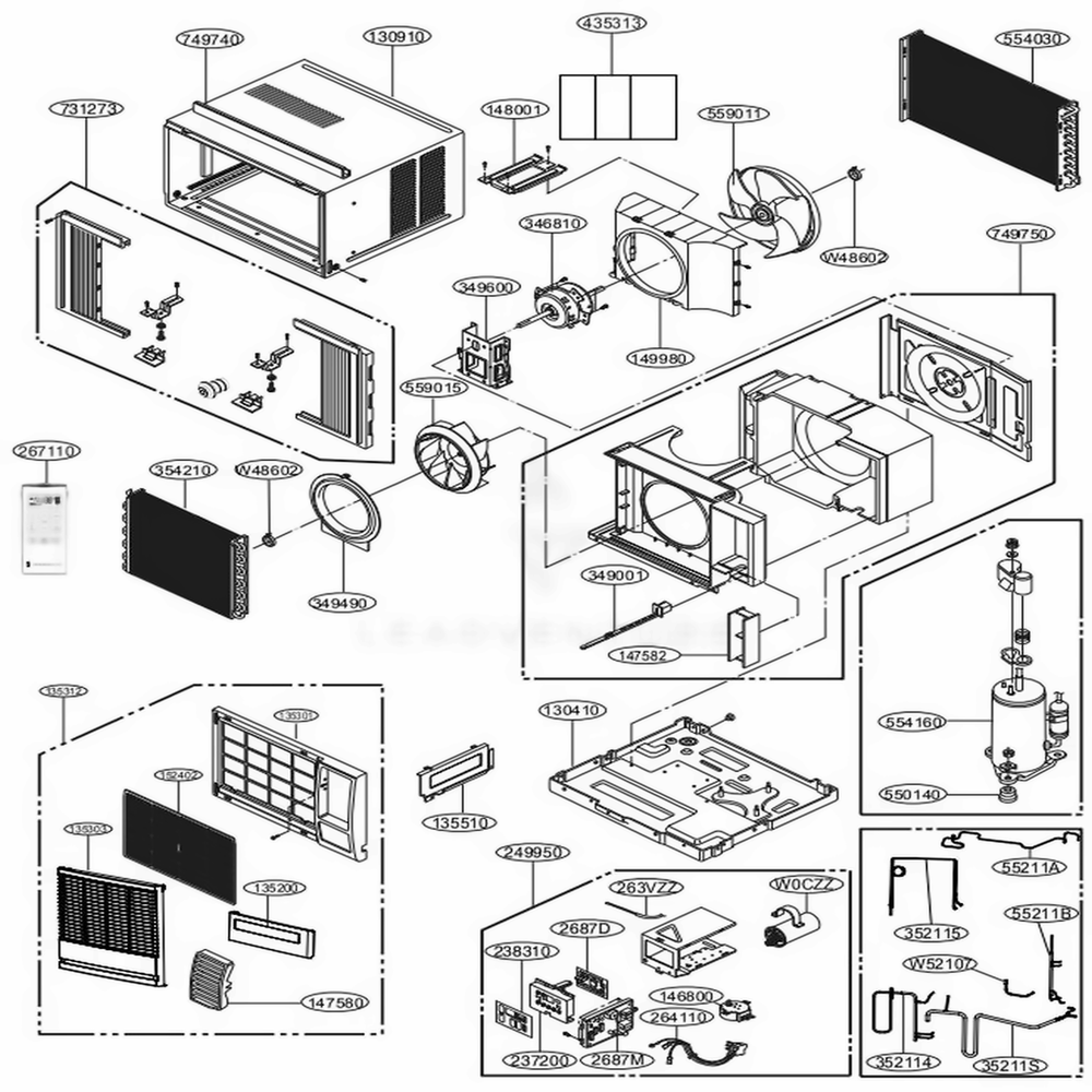 Main Diagram and Parts List for CP12G10B ASWAFRD LG Air Conditioner