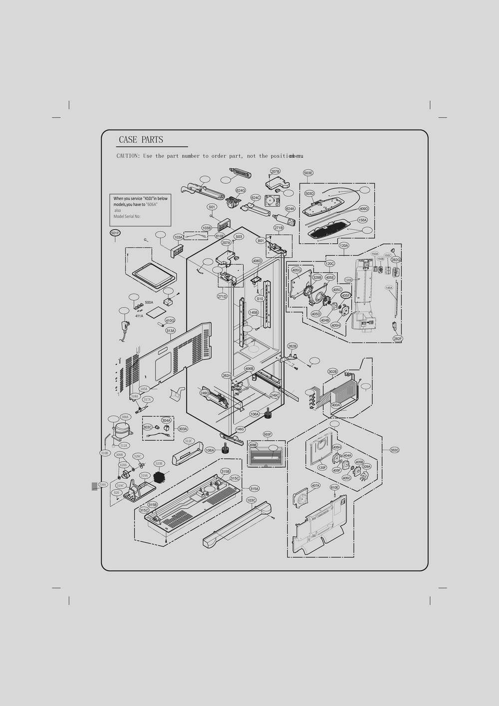 Case Parts 1 Diagram and Parts List for GC-L28AGSXM ASTCSE0 LG Refrigerator