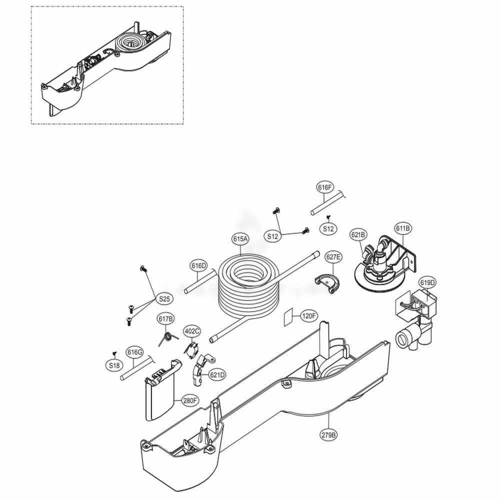 Dispenser Parts Diagram and Parts List for 79432 ASWCSE5 LG Refrigerator