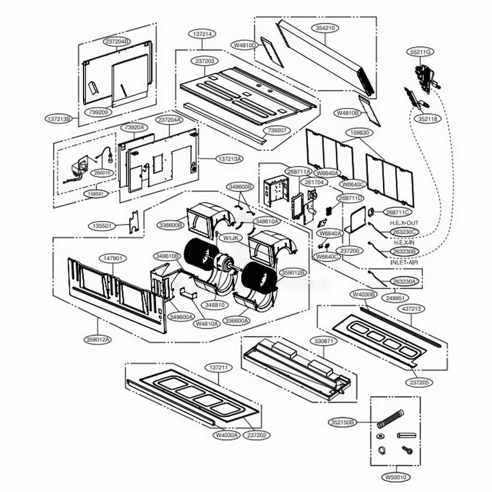 Main Diagram and Parts List for ARNU483M3A4 ANWALUS LG Air Conditioner
