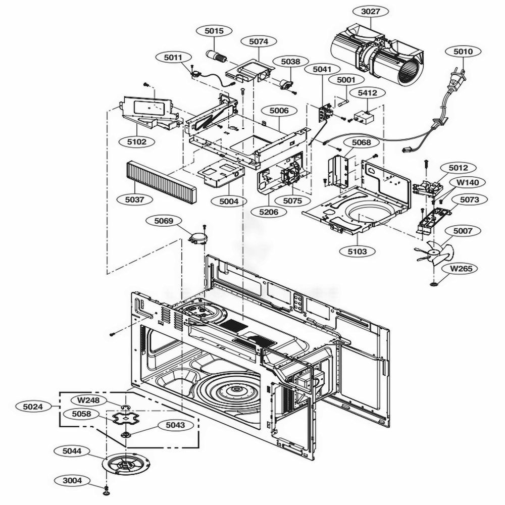 Interior Parts 2 Diagram and Parts List for 87583 CSBESEA LG Range