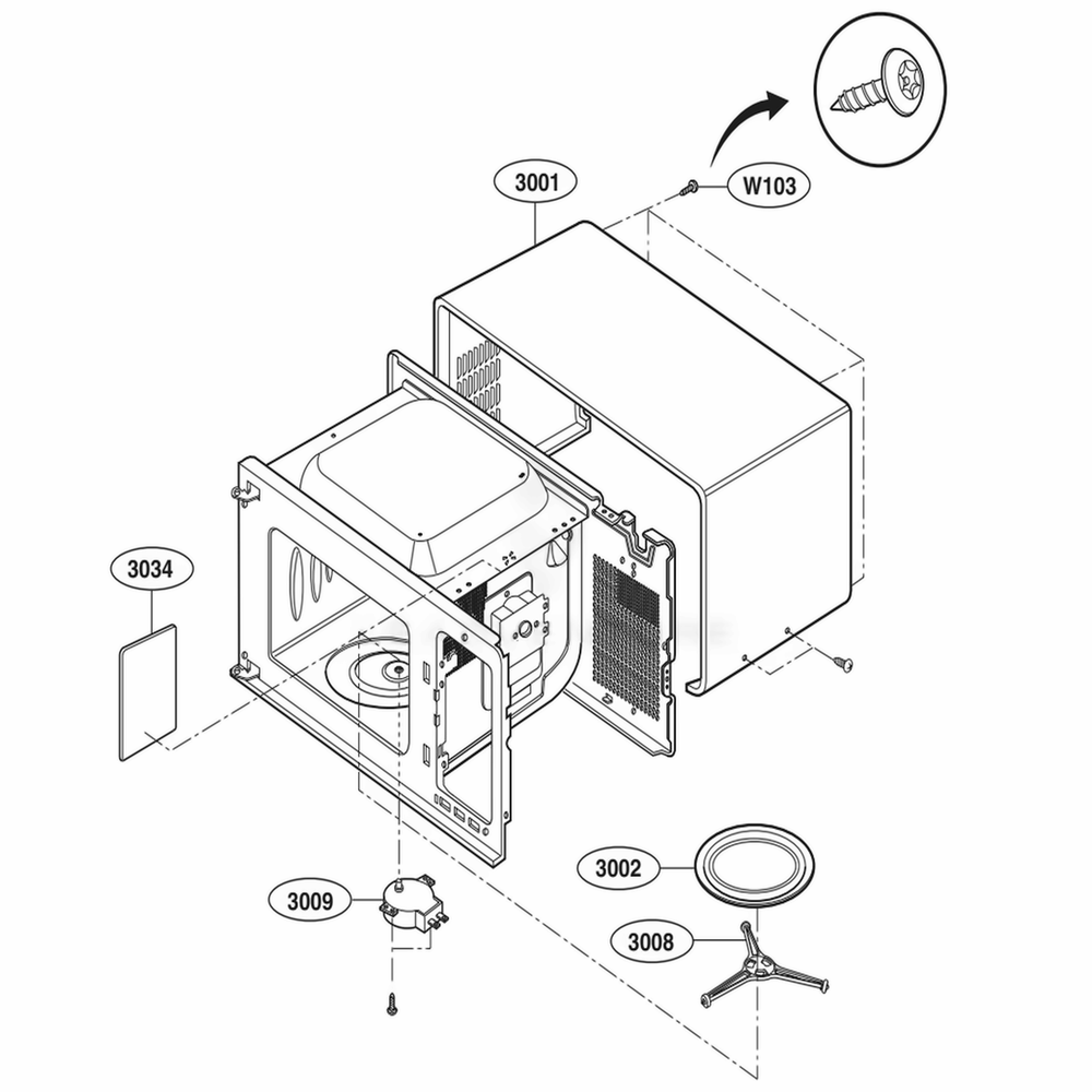 Oven Cavity Parts Diagram and Parts List for UPRM3010ST CSBESGN LG Range