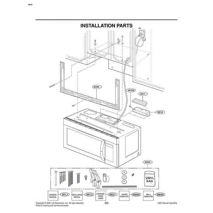 Section 6 Diagram and Parts List for LMV1680ST CSBELGA LG Microwave Oven Combo