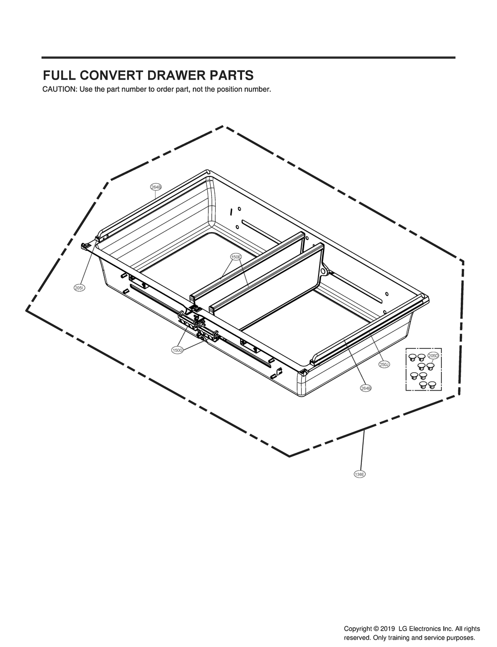 Full Convert Drawer Parts Diagram and Parts List for GR-X23GMKYM ASBCNA2 LG Refrigerator