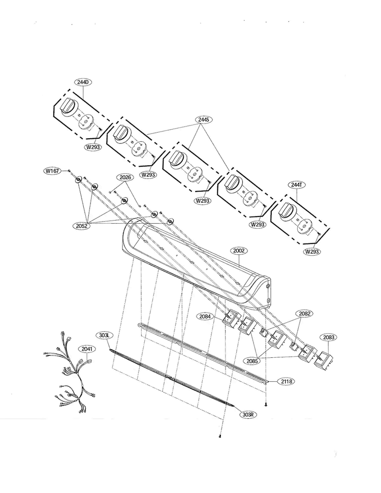 Cooktop Control Diagram and Parts List for LDE5415ST  LG Range