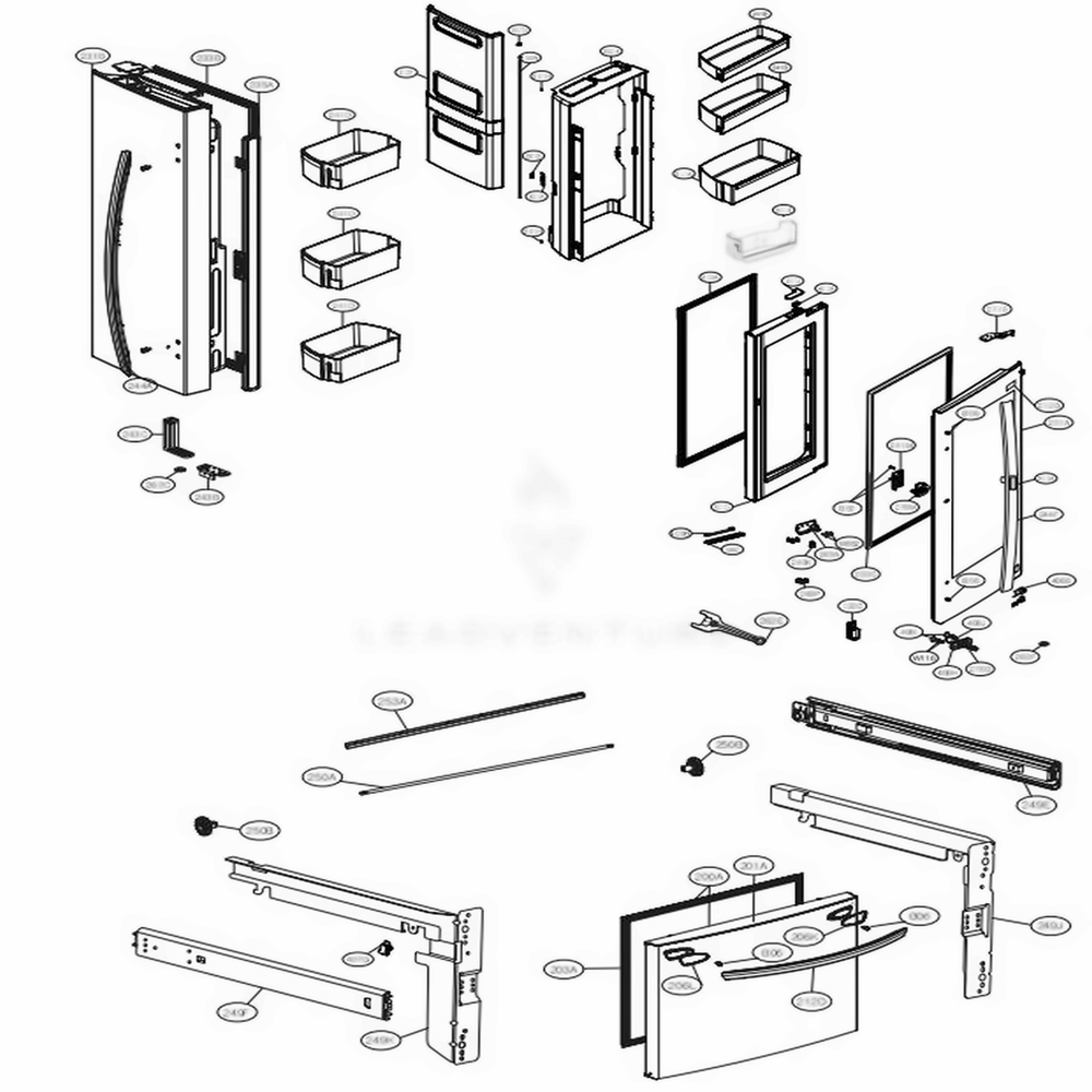 Door Parts Diagram and Parts List for LFCC23596S ASTCNA4 LG Refrigerator