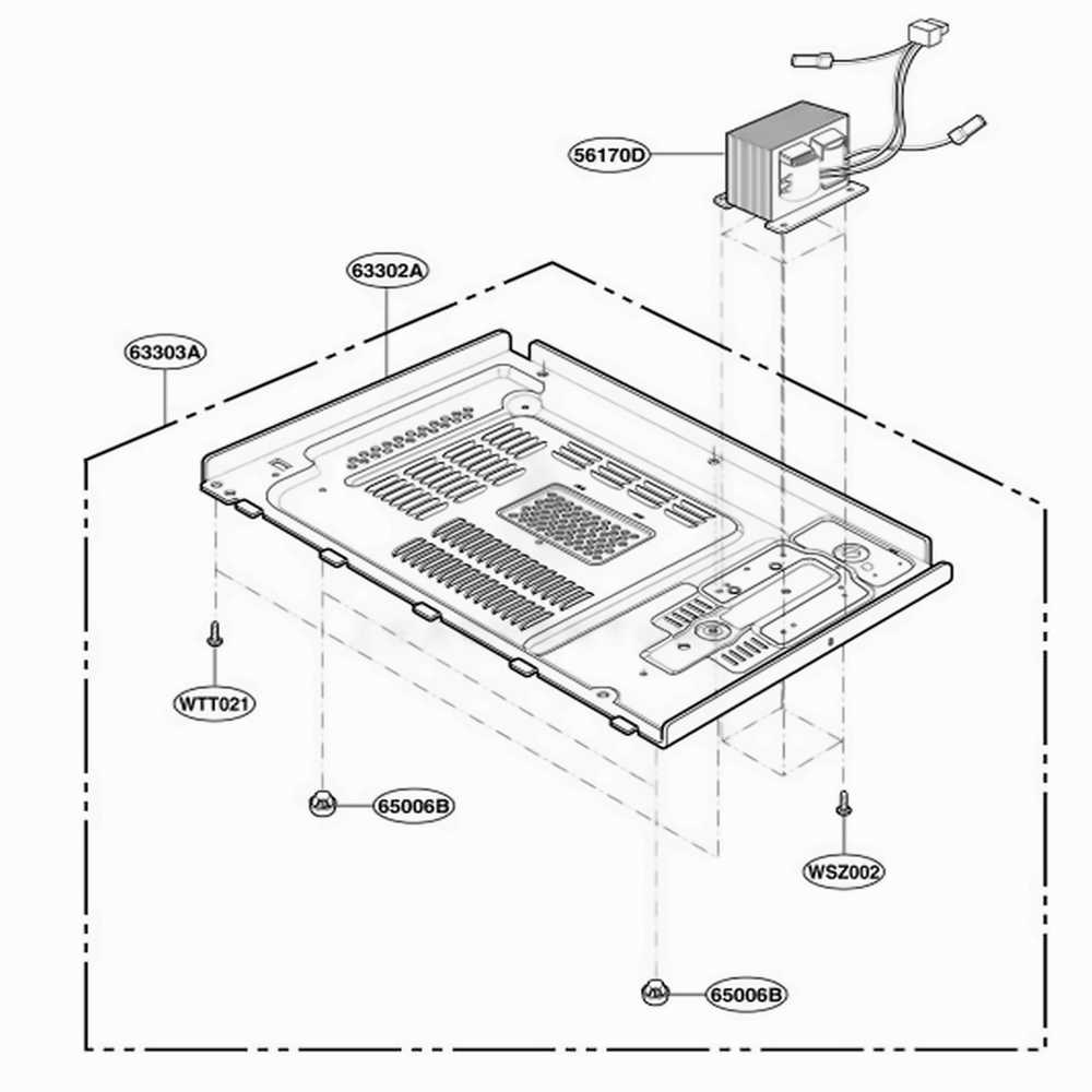 Base Plate Parts Diagram and Parts List for JES735WH CW3EGEU LG Range