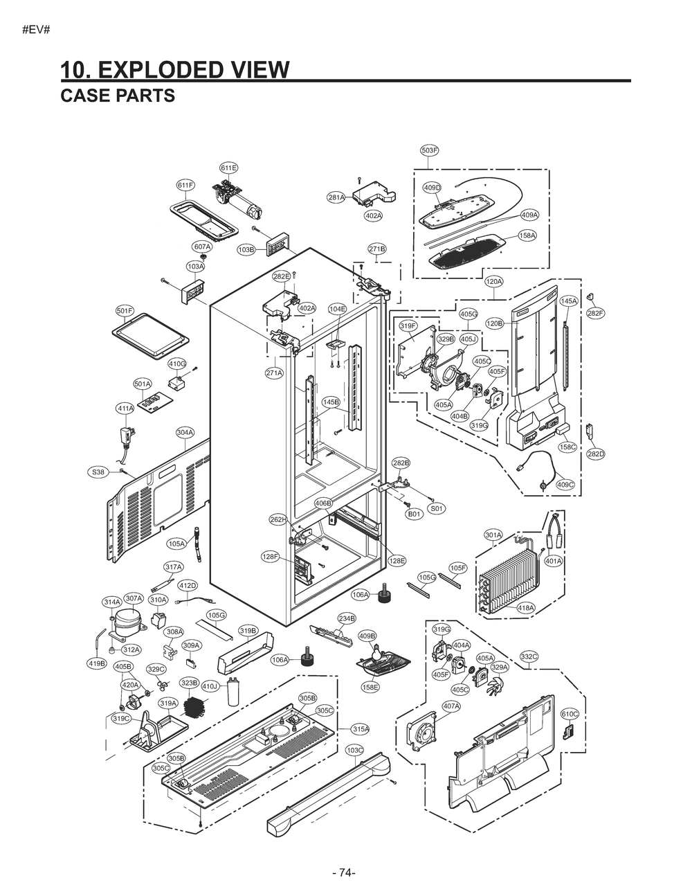 Case Parts Diagram and Parts List for GM-L268NQJP ASWCNA1 LG Refrigerator