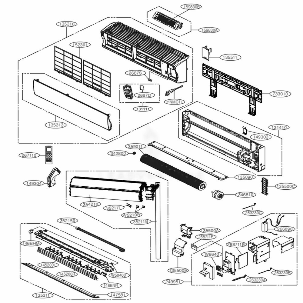 Indoor Unit Diagram and Parts List for LSN182HSV AWHBEUS LG Air Conditioner