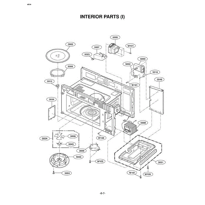 Section 5 Diagram and Parts List for LMV2053ST AS1ELGA LG Microwave Oven Combo