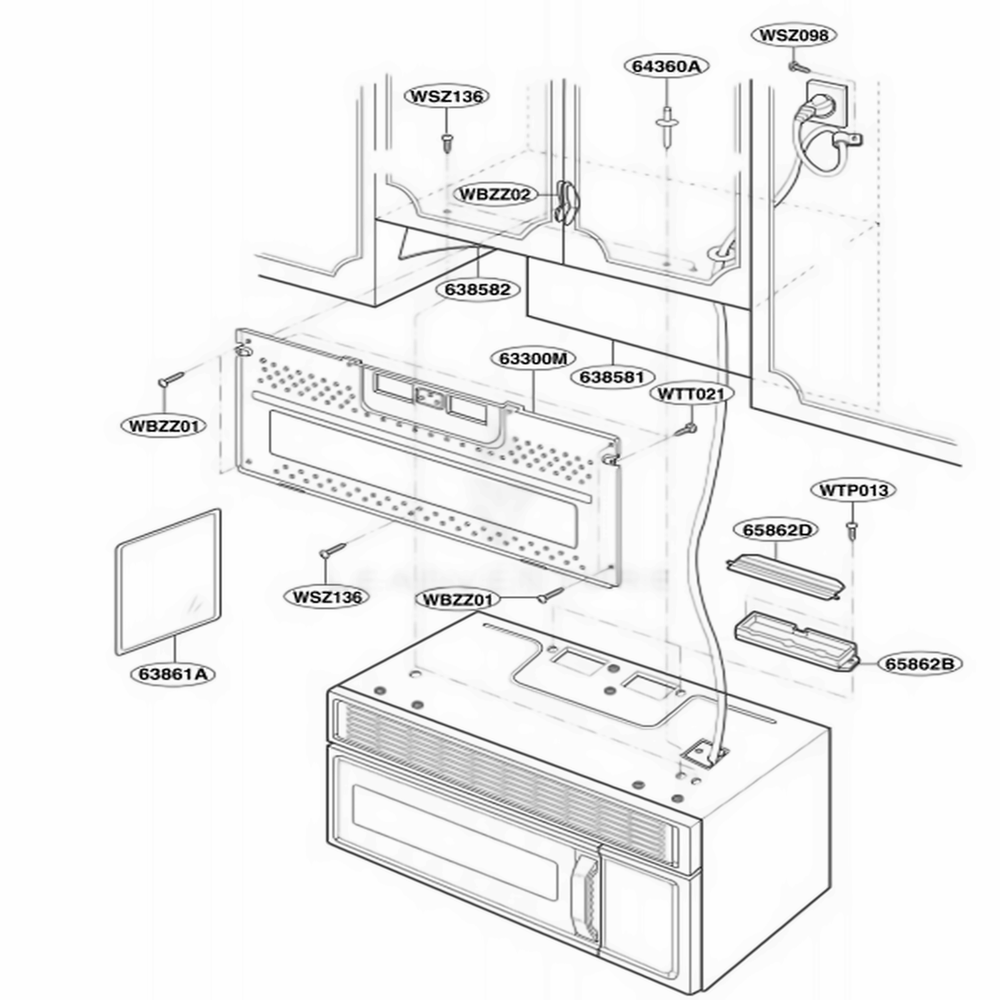 Installation Parts Diagram and Parts List for MV1155W WHEGSE LG Range