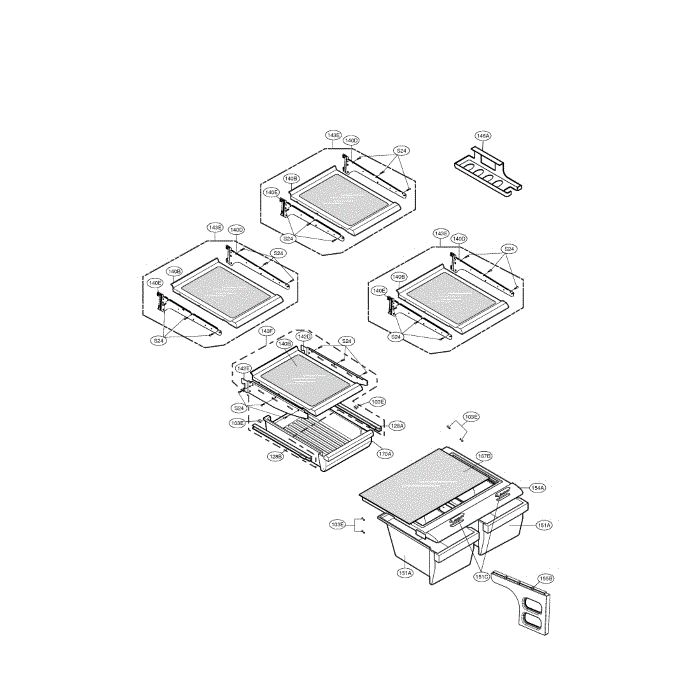 Refrigerator Diagram and Parts List for LFC20760ST 00 LG Refrigerator