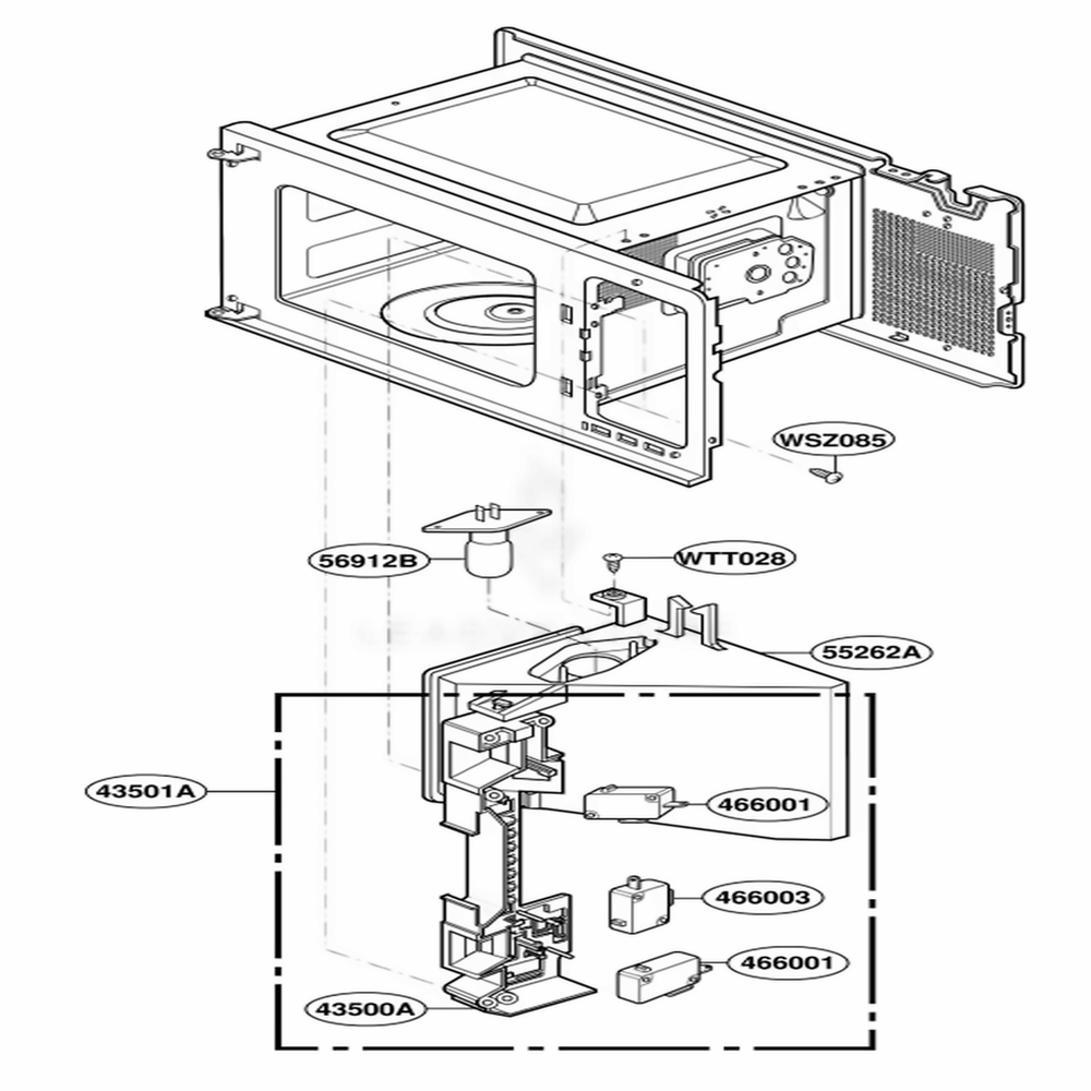 Latch Board Parts Diagram and Parts List for ACM1420AB ABKEAMA LG Range