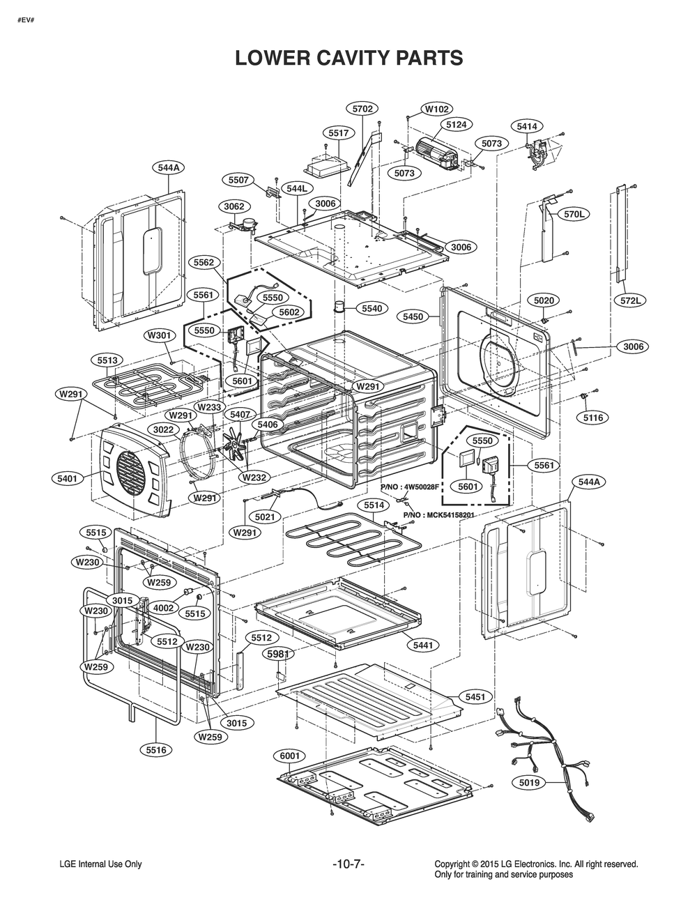 Lower Cavity Parts Diagram and Parts List for UPWD3034ST AS1LSGN LG Range