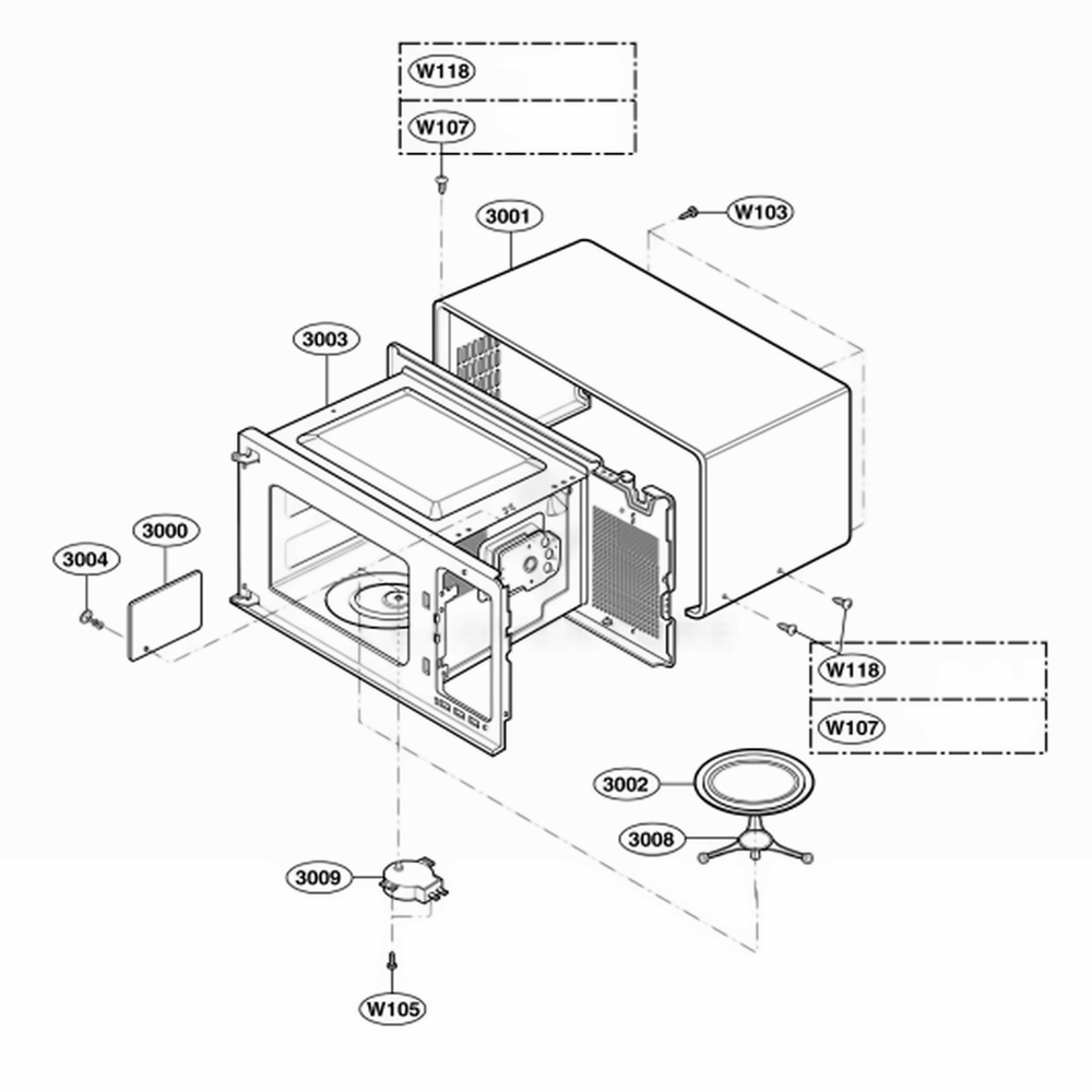 Oven Cavity Parts Diagram and Parts List for 62469 CBKESEA LG Wall Oven