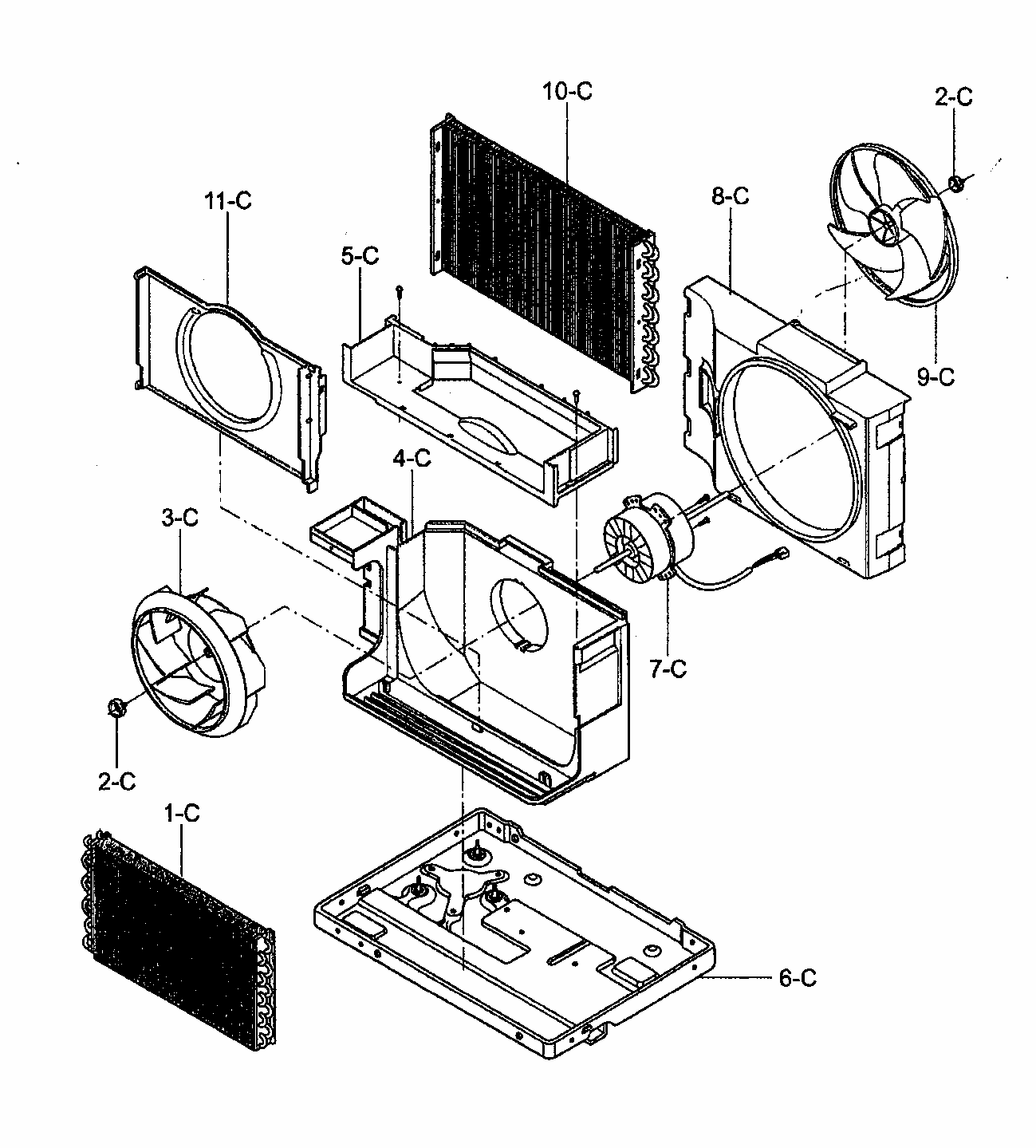 Air Handling Diagram and Parts List for 58075051500  Kenmore Air Conditioner