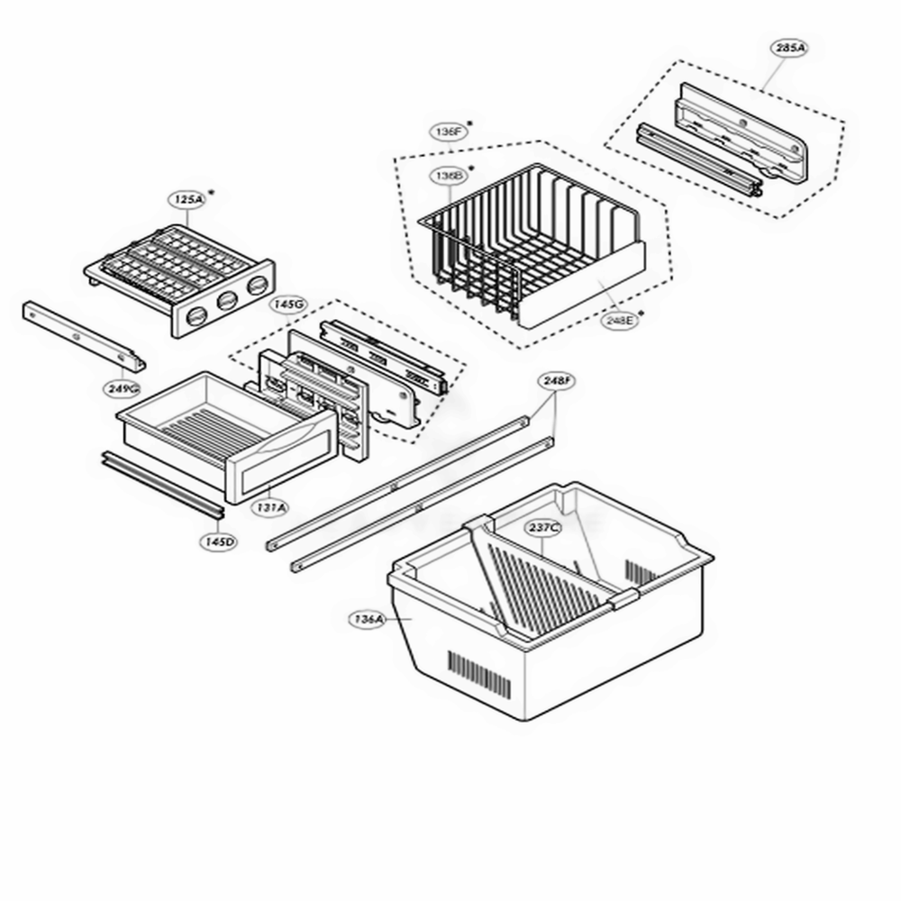Freezer Part Diagram and Parts List for LRDC20731ST ASTCLGY LG Refrigerator