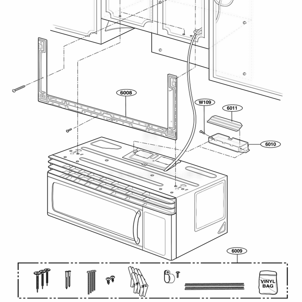 Installation Parts Diagram and Parts List for MMV5165AAS ASBEMTG LG Wall Oven