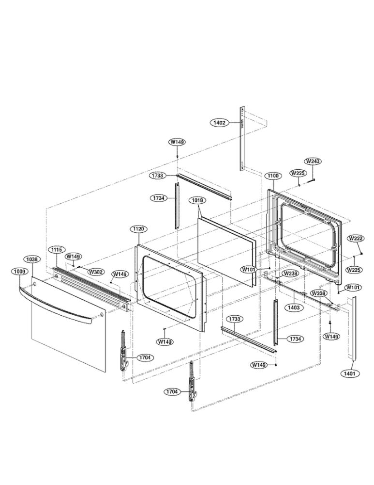 Lower Door Parts Diagram and Parts List for LDE3017SB 00 LG Range