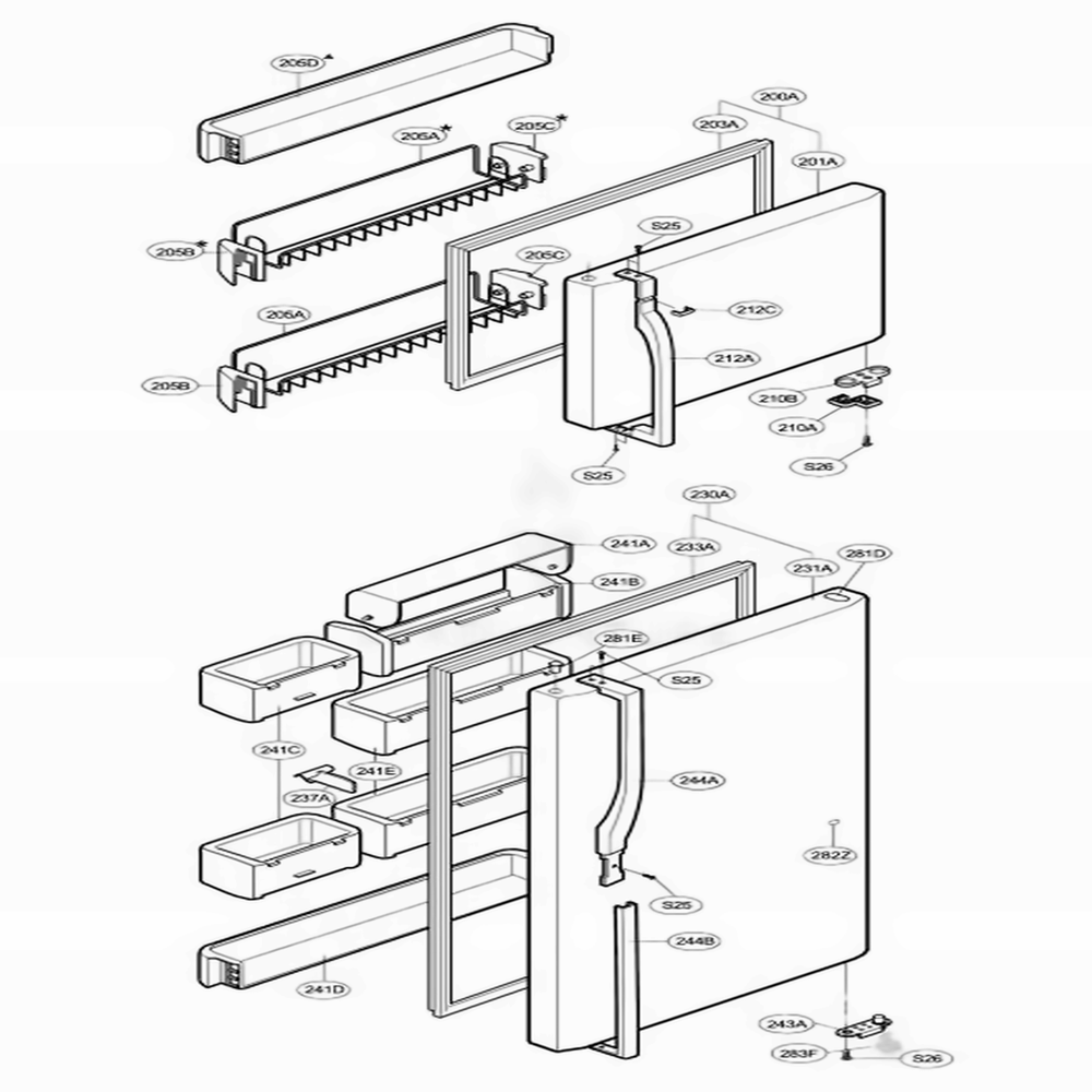 Door Parts Diagram and Parts List for 66212 ASWCSCB LG Refrigerator
