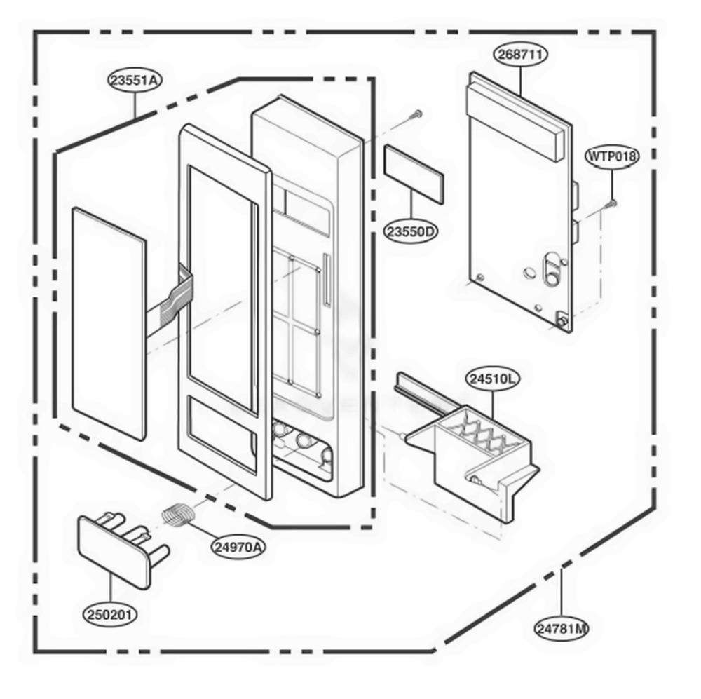 Control Panel Parts Diagram and Parts List for JES1851WB M1EGEU LG Range