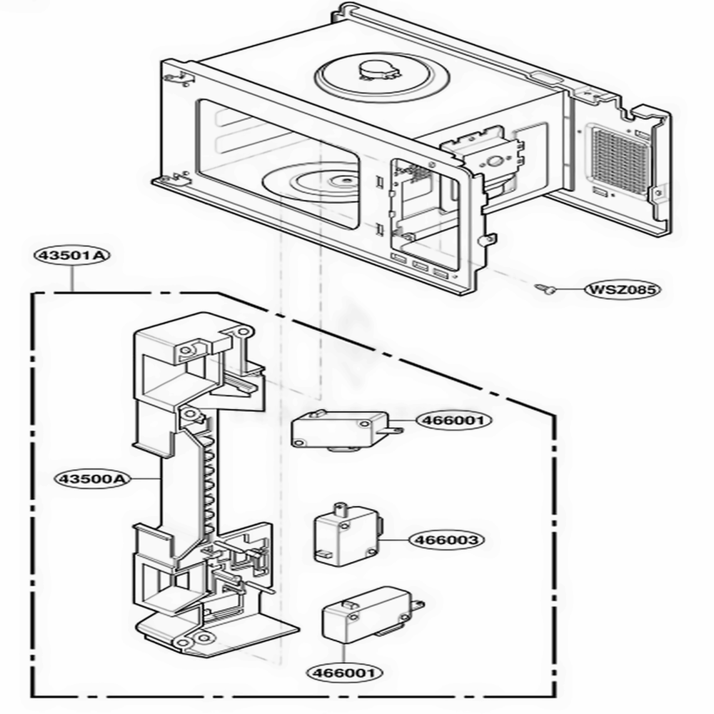 Latch Board Parts Diagram and Parts List for GLMB186KS AMWEGEU LG Range