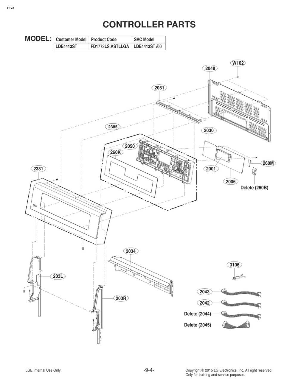 Controller Parts Diagram and Parts List for FD1773LS ASTLLGA LG Range