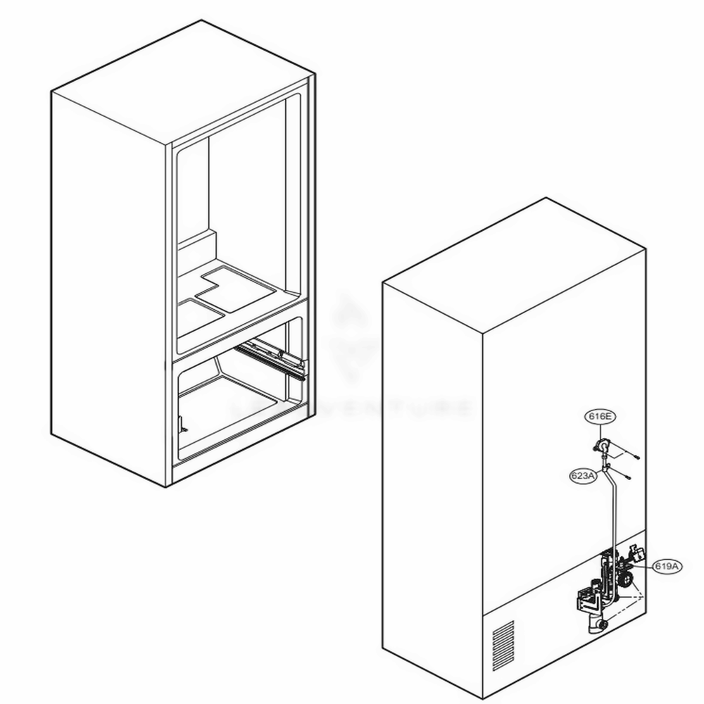 Valve And Water Tube Parts Diagram and Parts List for 74105 ASTCSE2 LG Refrigerator