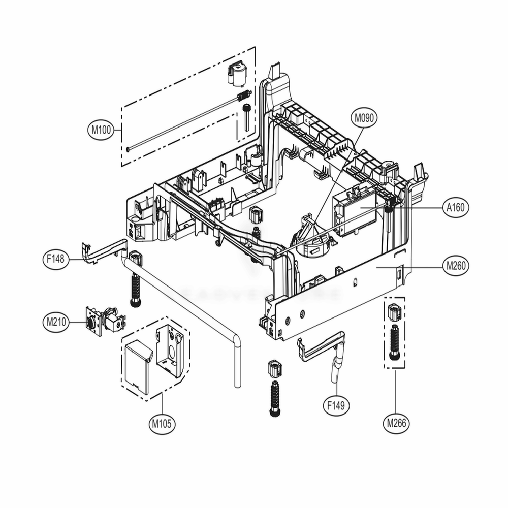 Base Assembly Diagram and Parts List for LDF7774BB ABPEEUS LG Dishwasher
